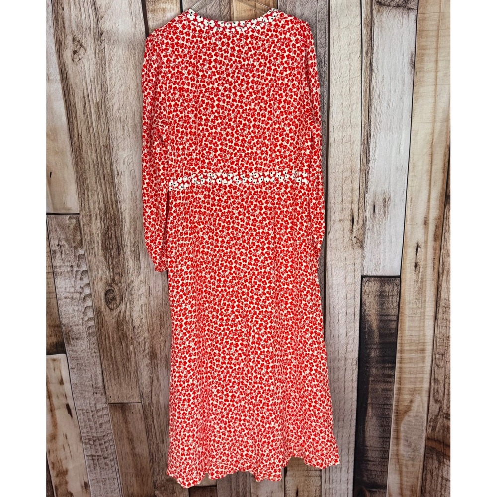 Boden Imelda Border Print Floral V-Neck Midi Dress Romantic Viscose Size US 14R - Picture 2 of 9